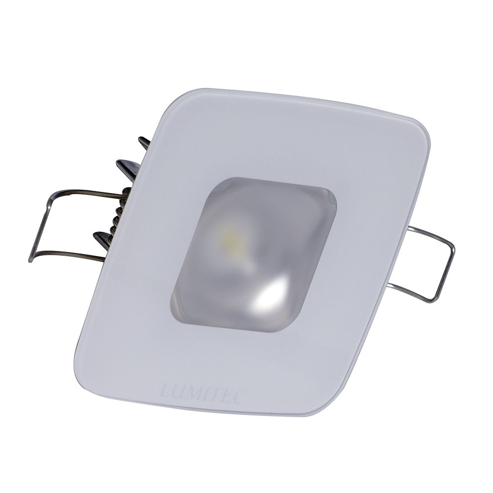 Image 1: Lumitec Square Mirage Down Light - White Dimming, Red/Blue Non-Dimming - Glass Housing - No Bezel