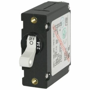 Image 1: Blue Sea 7197 A-Series White Toggle Circuit Breaker - Single Pole 2.5A