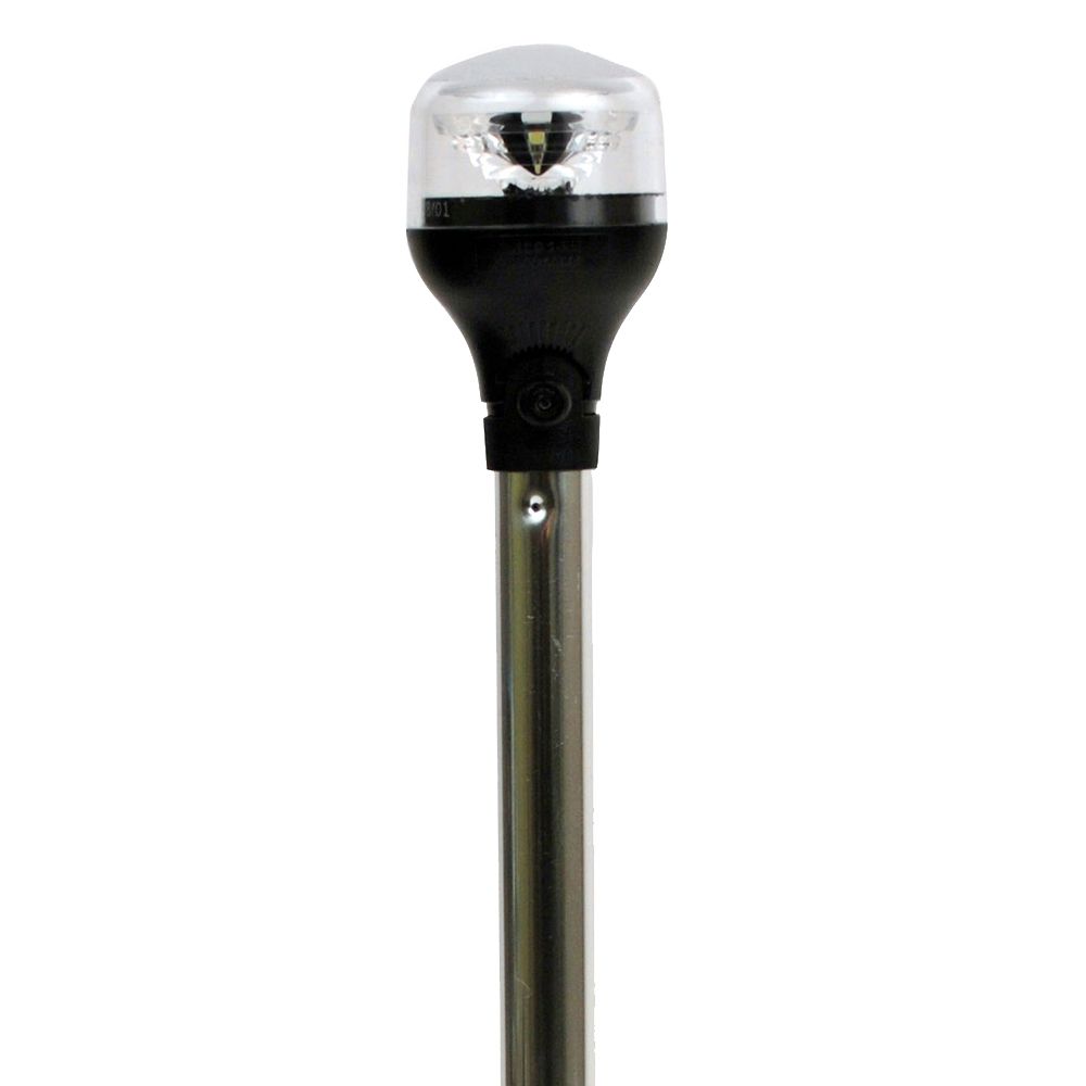 Image 1: Attwood LightArmor All-Around Light - 12" Aluminum Pole - Black Vertical Composite Base w/Adapter