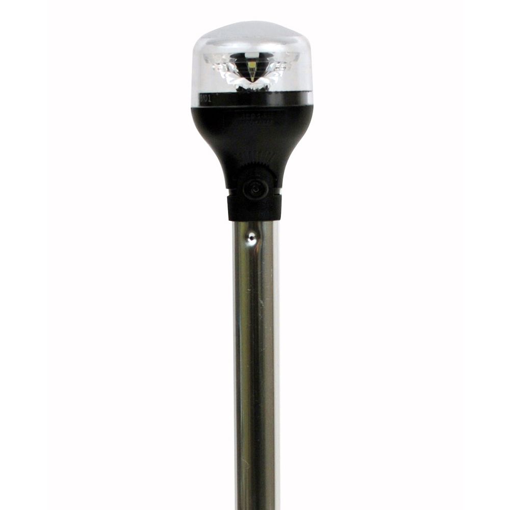 Image 1: Attwood LightArmor All-Around Light - 20" Aluminum Pole - Black Vertical Composite Base w/Adapter