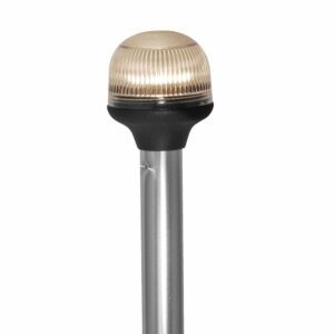 Image 1: Attwood All-Around Fold-Down Incandescent Anti-Glare Lens Light - 20" Aluminum Pole - 12V - Horizontal Composite Base