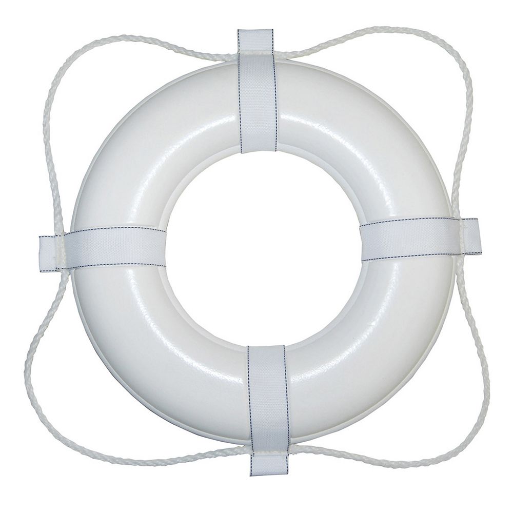 Image 1: Taylor Made Foam Ring Buoy - 20" - White w/White Grab Line