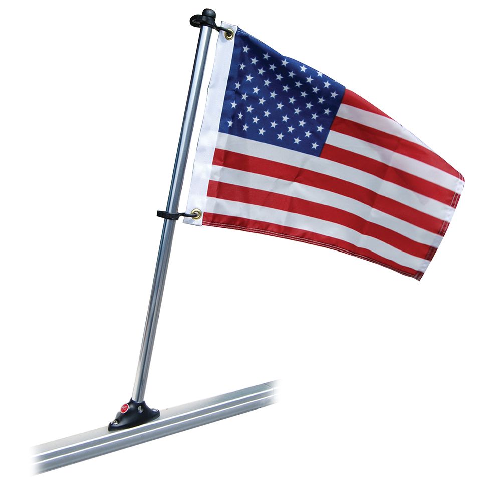 Image 1: Taylor Made Pontoon 24" Flag Pole Mount & 12" x 18" US Flag