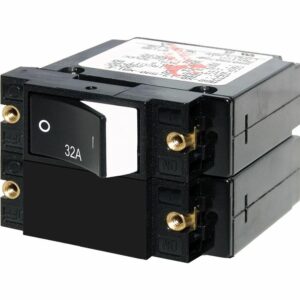 Image 1: Blue Sea 7575 A-Series Raised Rocker Circuit Breaker - Double Pole - 32A
