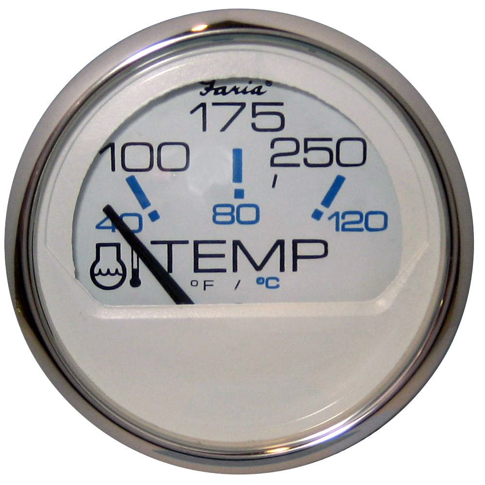 Image 1: Faria Chesapeake White SS 2" Water Temperature Gauge - Metric (40 to 120°C)