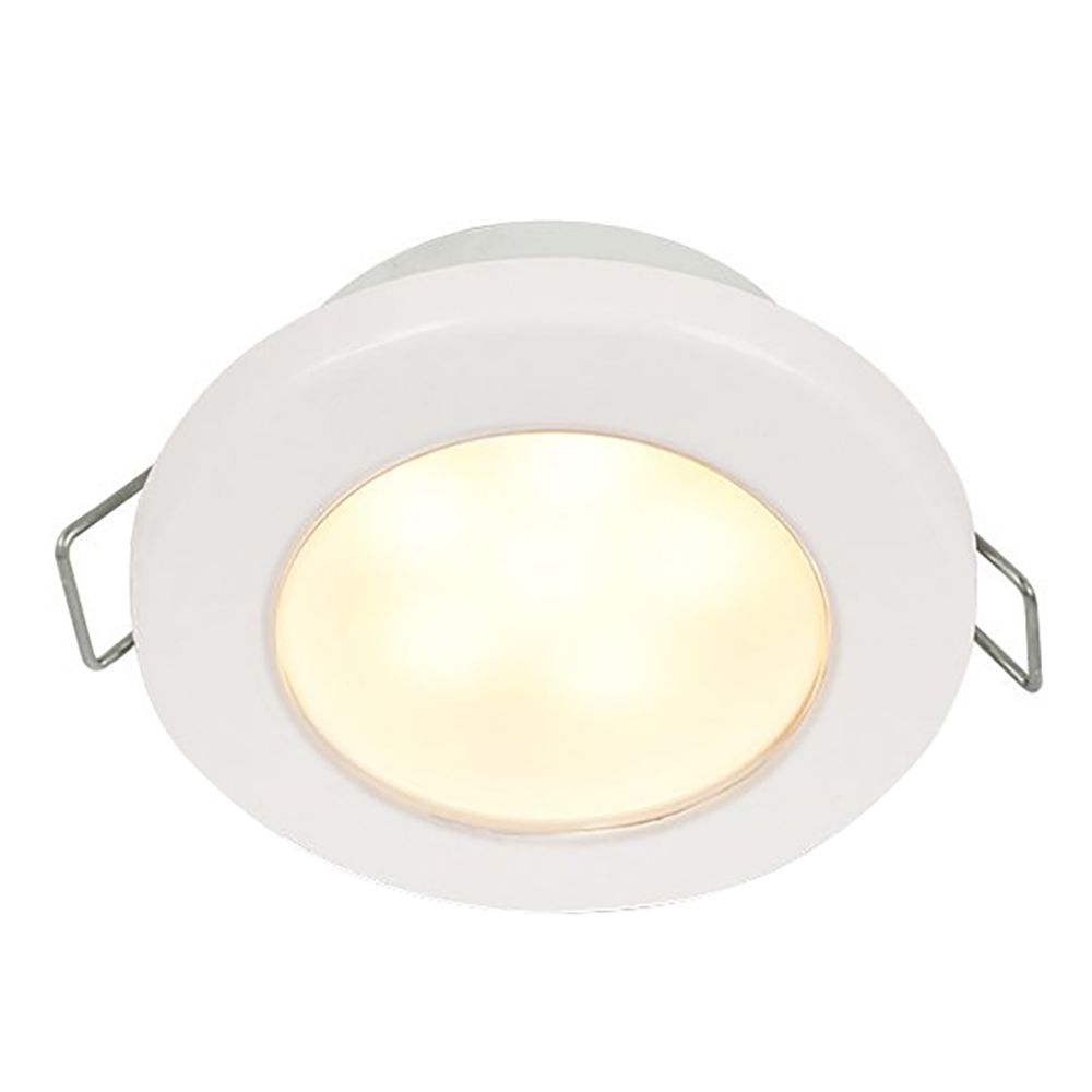 Image 1: Hella Marine EuroLED 75 3" Round Spring Mount Down Light - Warm White LED - White Plastic Rim - 12V