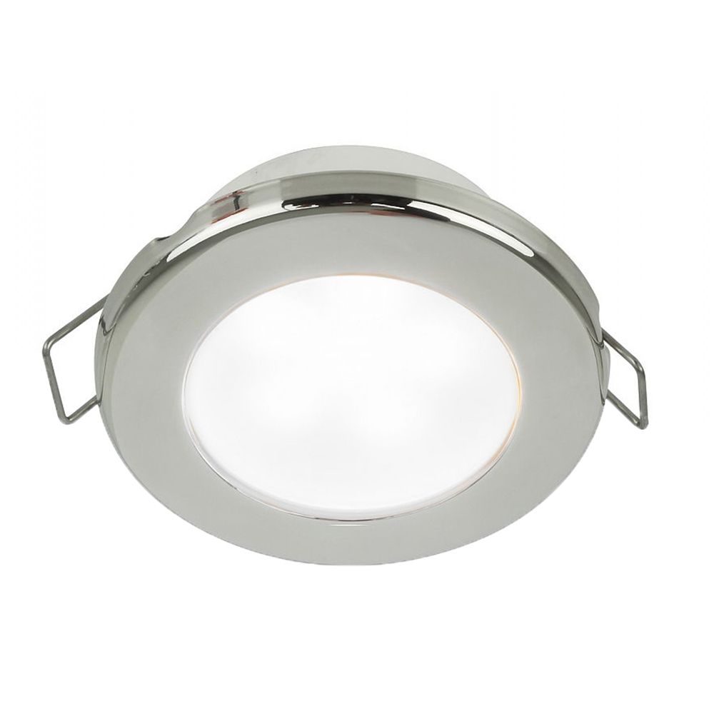 Image 1: Hella Marine EuroLED 75 3" Round Spring Mount Down Light - White LED - Stainless Steel Rim - 12V