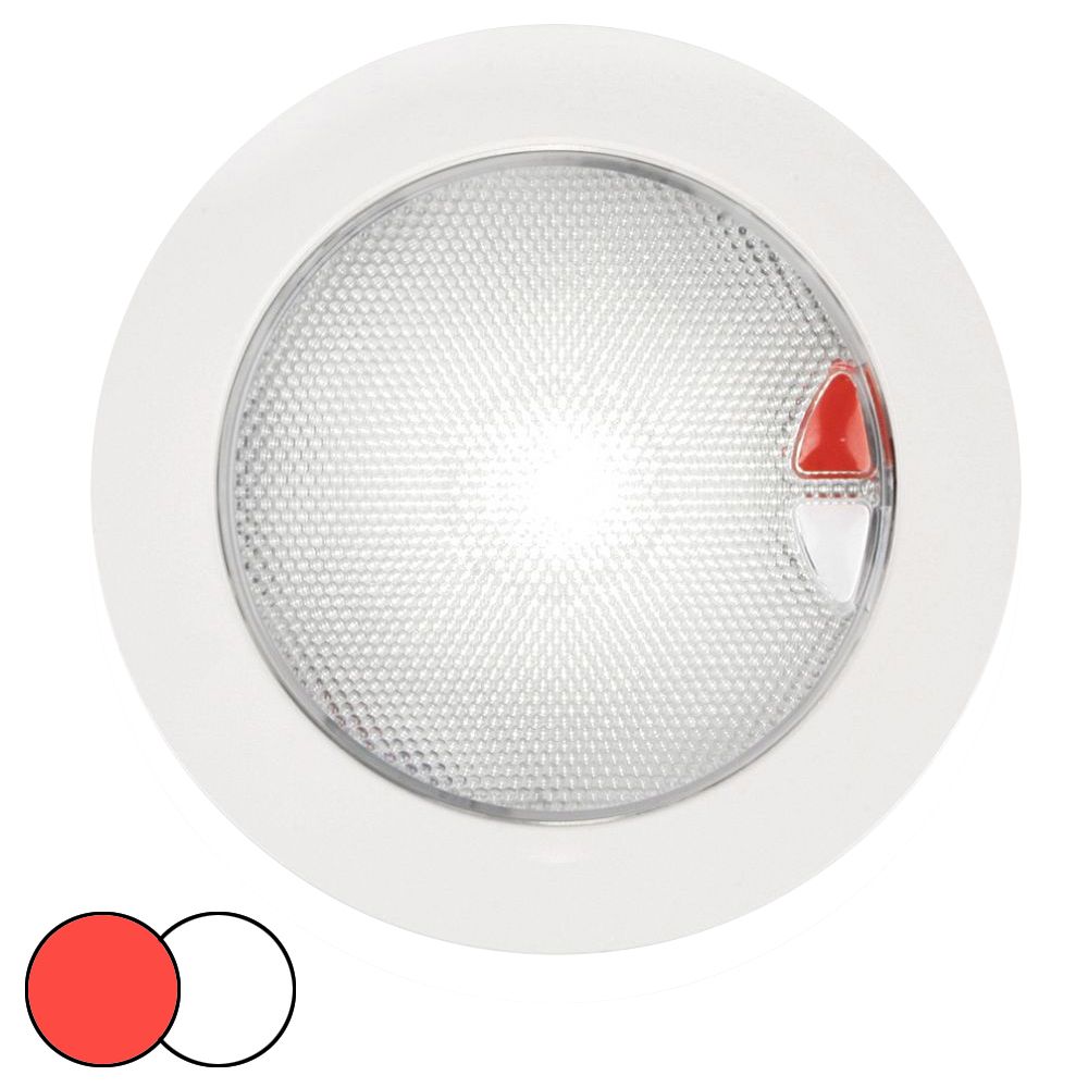 Image 1: Hella Marine EuroLED 150 Recessed Surface Mount Touch Lamp - Red/White LED - White Plastic Rim