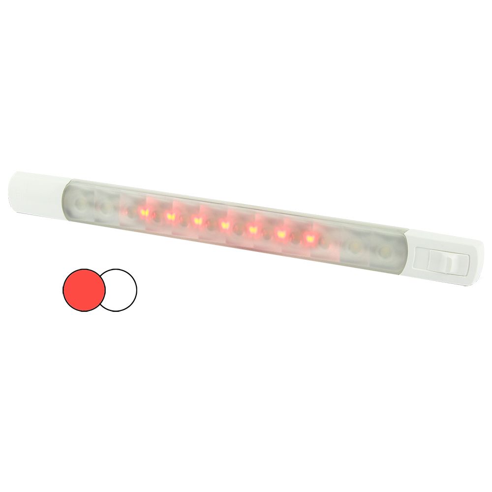 Image 1: Hella Marine Surface Strip Light w/Switch - White/Red LEDs - 12V
