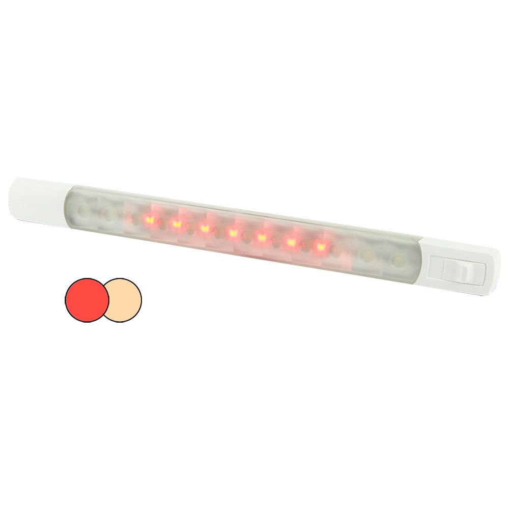 Image 1: Hella Marine Surface Strip Light w/Switch - Warm White/Red LEDs - 12V