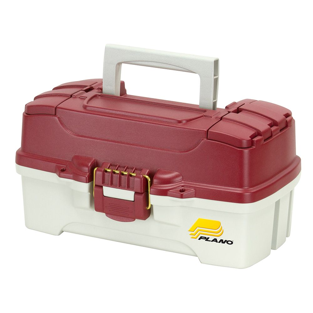 Image 1: Plano 1-Tray Tackle Box w/Duel Top Access - Red Metallic/Off White