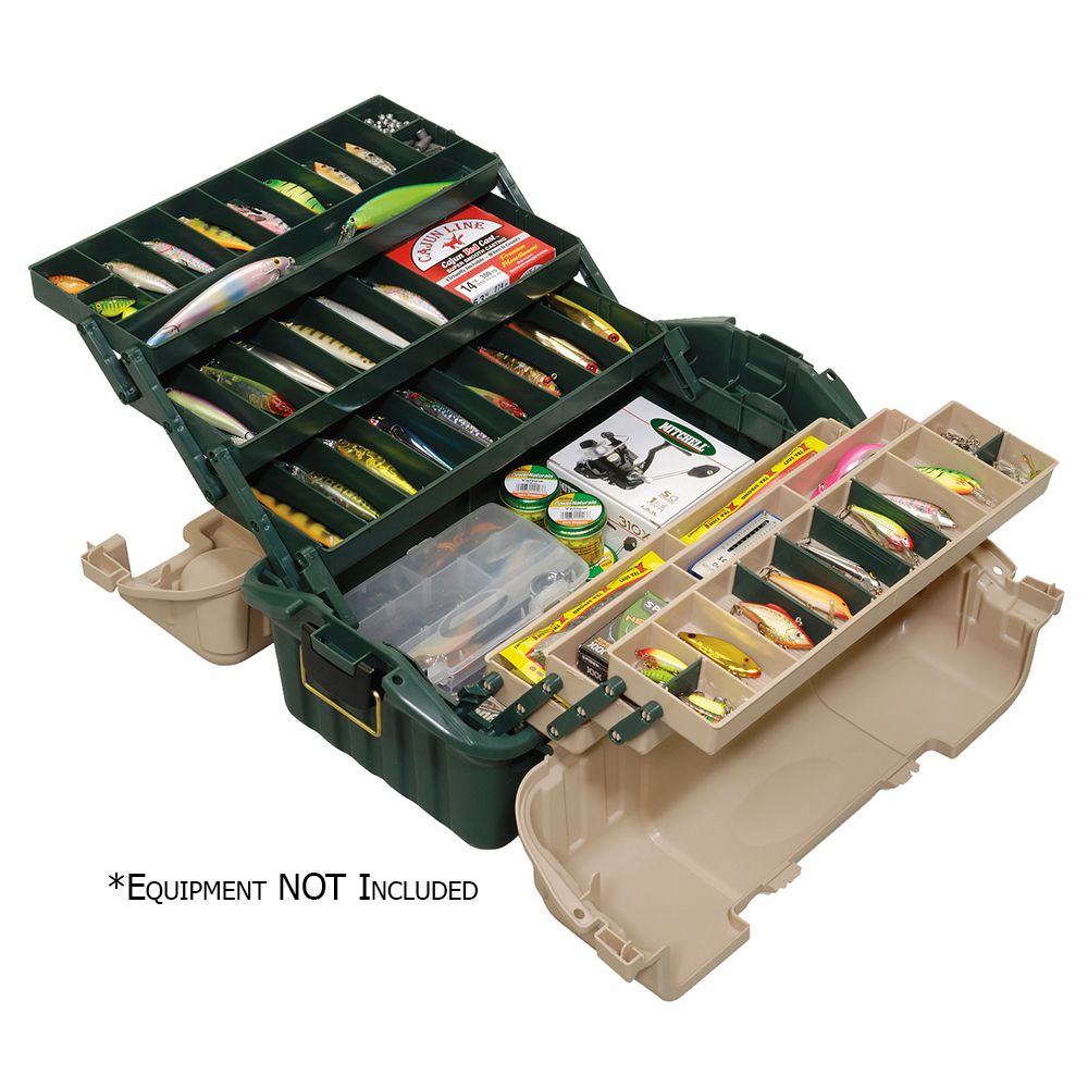Image 1: Plano Hip Roof Tackle Box w/6-Trays - Green/Sandstone