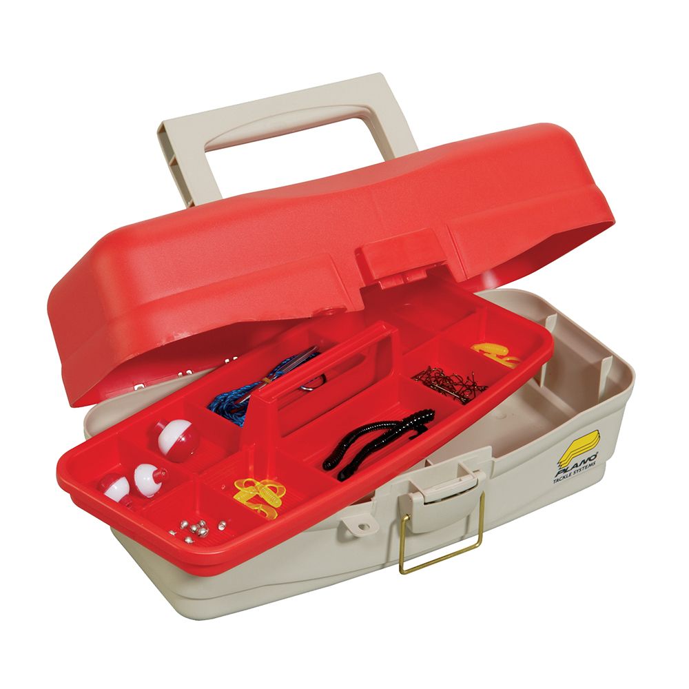 Image 1: Plano Take Me Fishing™ Tackle Kit Box - Red/Beige