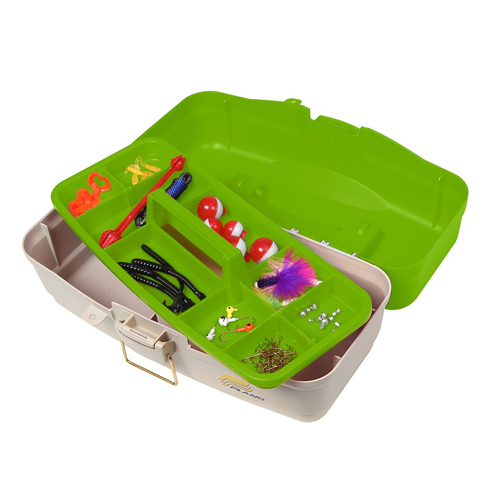 Image 1: Plano Ready Set Fish On-Tray Tackle Box - Green/Tan