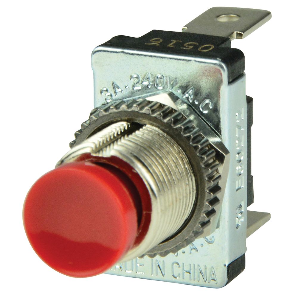 Image 1: BEP Red SPST Momentary Contact Switch - OFF/(ON)