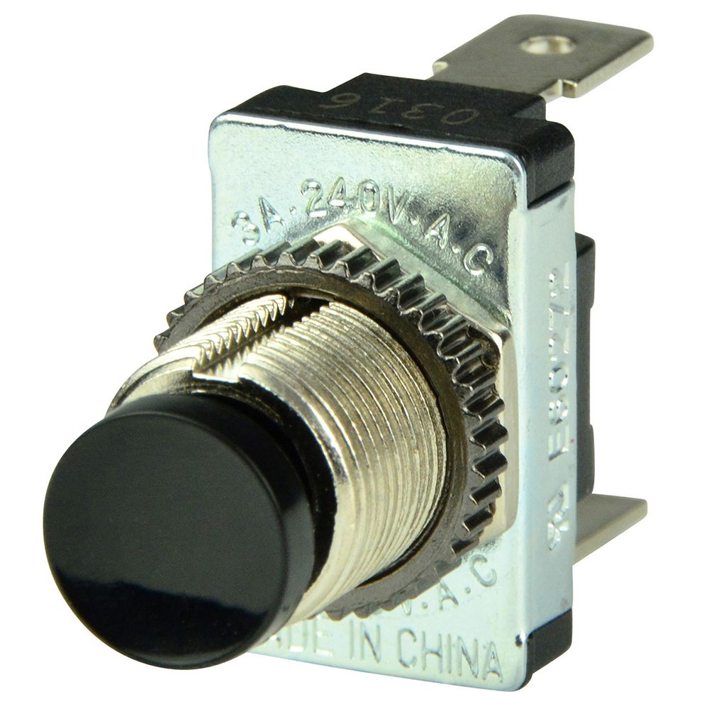 Image 1: BEP Black SPST Momentary Contact Switch - OFF/(ON)