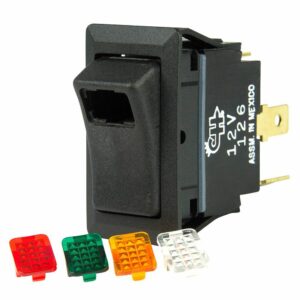 Image 1: BEP SPST Rocker Switch - 1-LED w/4-Colored Covers - 12V/24V - ON/OFF