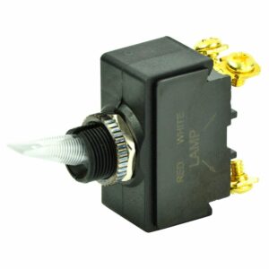 Image 1: BEP SPST Lighted Toggle Switch - Red LED - 12V - #6-32 Terminal - ON/OFF