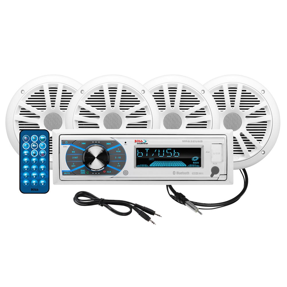 Image 1: Boss Audio MCK632WB.64 Marine Stereo & 2 Pairs of 6.5" Speaker Kit - White