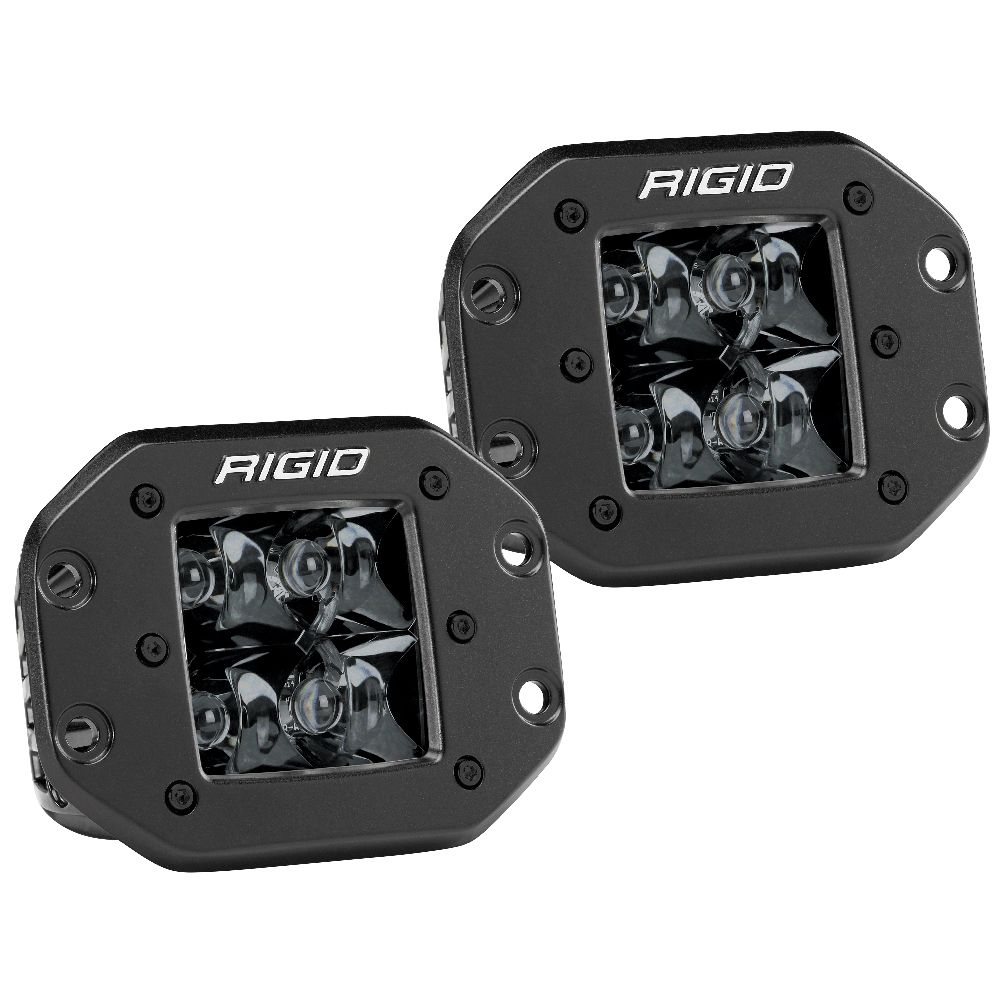 Image 1: RIGID Industries D-Series PRO Flush Mount - Spot LED - Midnight Edition - Pair - Black