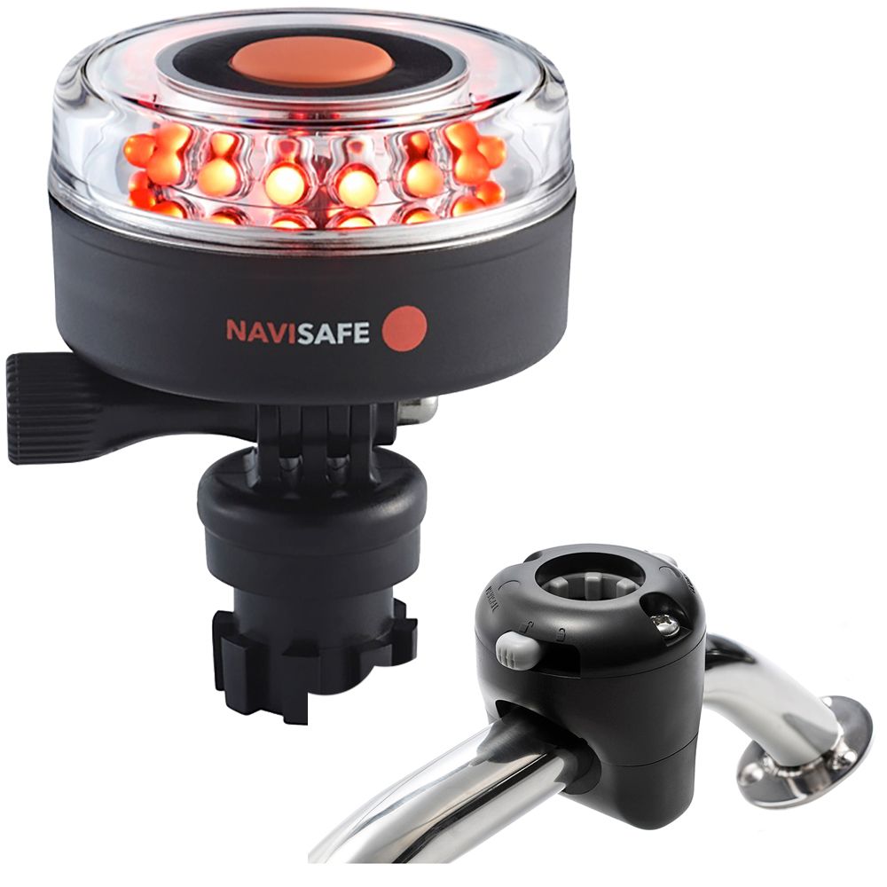 Image 1: Navisafe Navilight All RED 360° 2NM w/Navimount Base & Rail Mount - Black