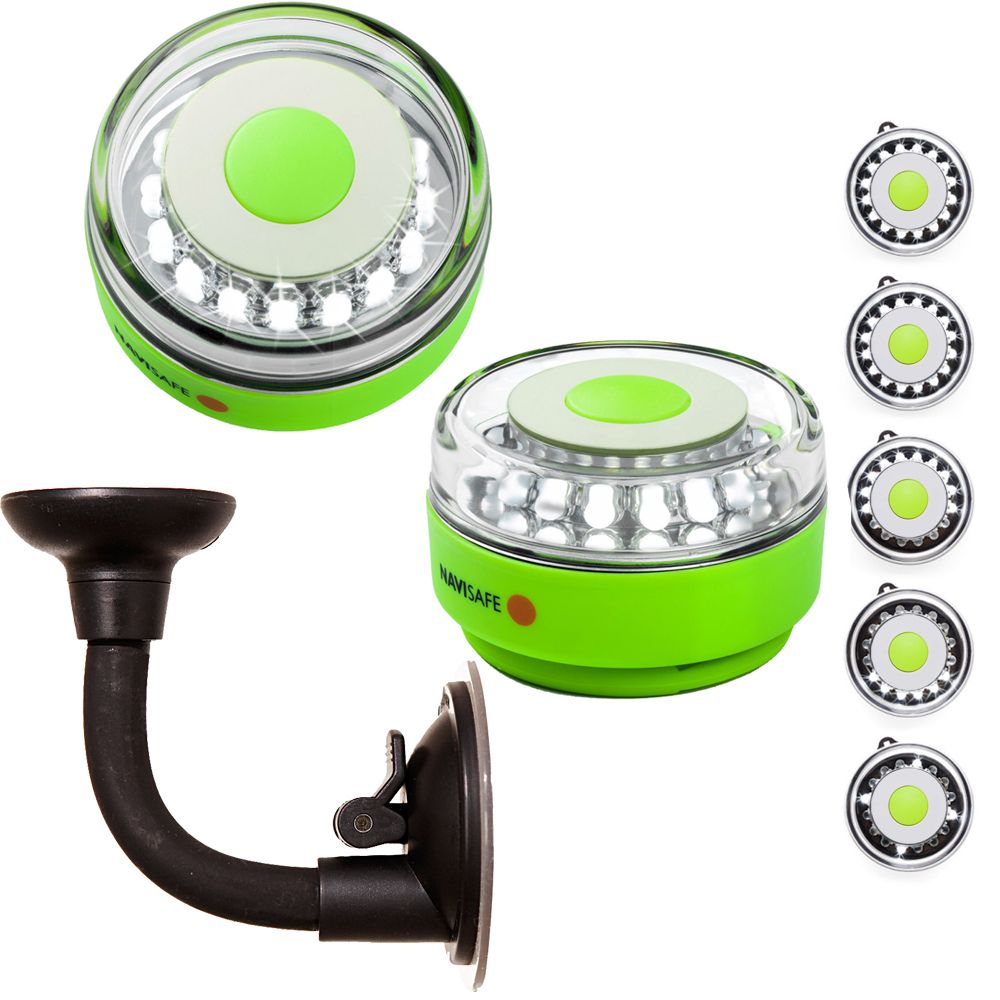 Image 1: Navisafe Portable Navilight 360° 2NM Rescue - Glow In The Dark - Green w/Bendable Suction Cup Mount