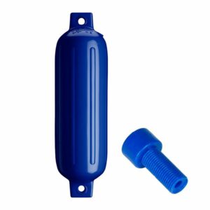 Image 1: Polyform G-3 Twin Eye Fender 5.5" x 19" - Cobalt Blue w/Adapter