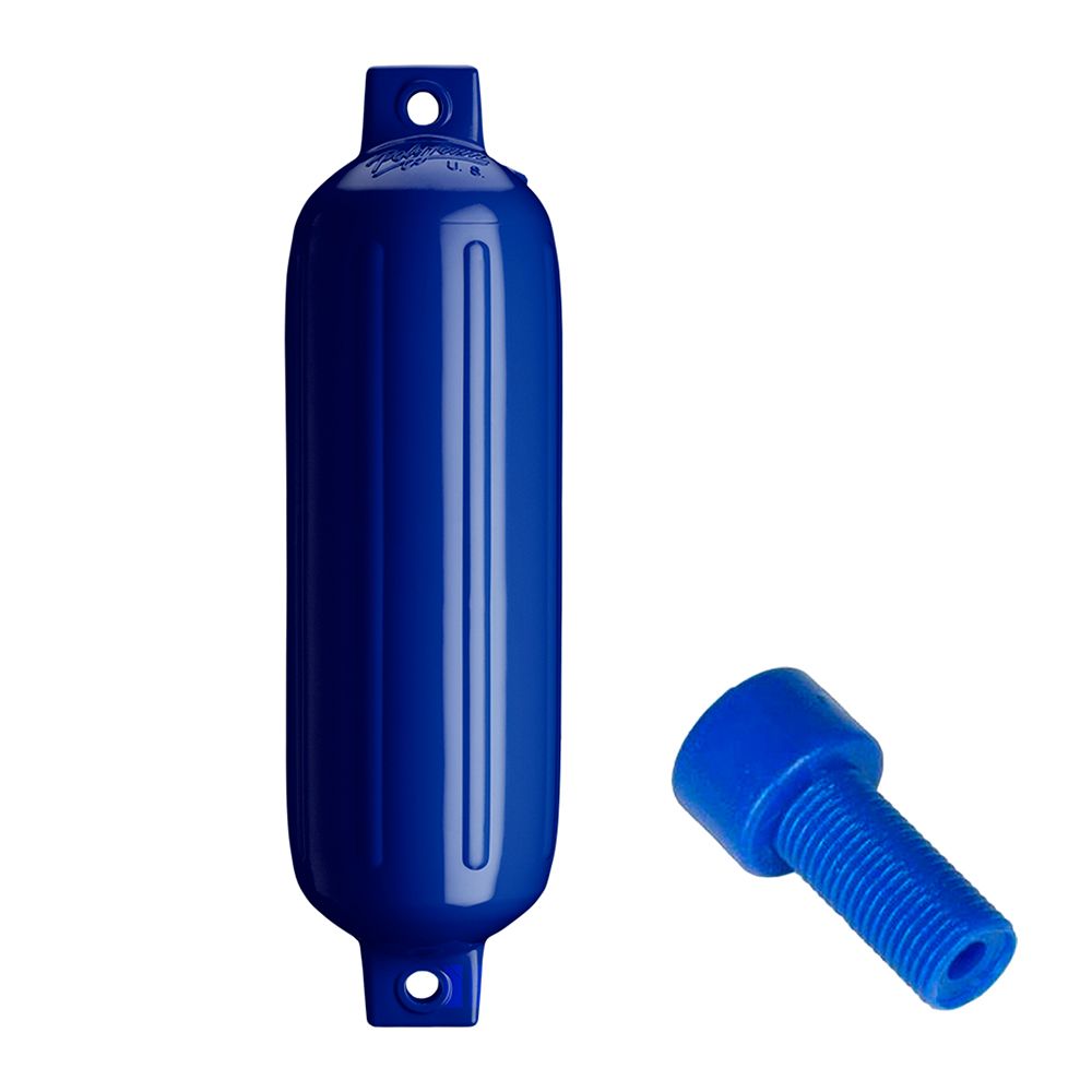 Image 1: Polyform G-4 Twin Eye Fender 6.5" x 22" - Cobalt Blue w/Adapter