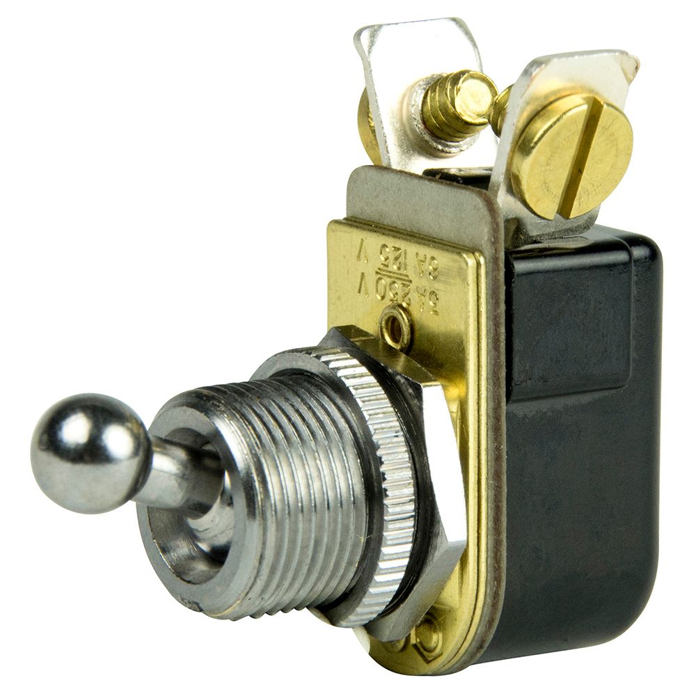 Image 1: BEP SPST Chrome Plated Toggle Switch - 3/8" Ball Handle - OFF/ON