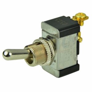 Image 1: BEP SPST Chrome Plated Toggle Switch -OFF/(ON)