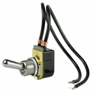 Image 1: BEP SPST Chrome Plated Toggle Switch Wire Leads - ON/OFF