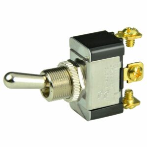 Image 1: BEP SPDT Chrome Plated Toggle Switch - ON/OFF/(ON)