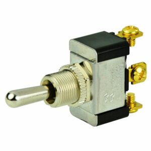 Image 1: BEP SPDT Chrome Plated Toggle Switch - (ON)/OFF/(ON)
