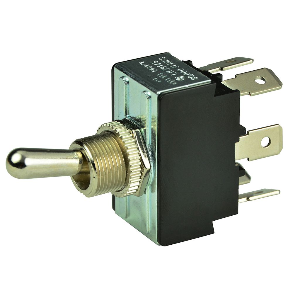 Image 1: BEP DPDT Chrome Plated Toggle Switch - ON/OFF/(ON)