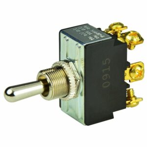 Image 1: BEP DPDT Chrome Plated Toggle Switch - (ON)/OFF/(ON)