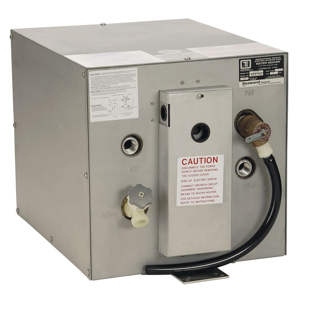 Image 1: Whale Seaward 6 Gallon Hot Water Heater w/Rear Heat Exchanger - Galvanized Steel - 240V - 1500W