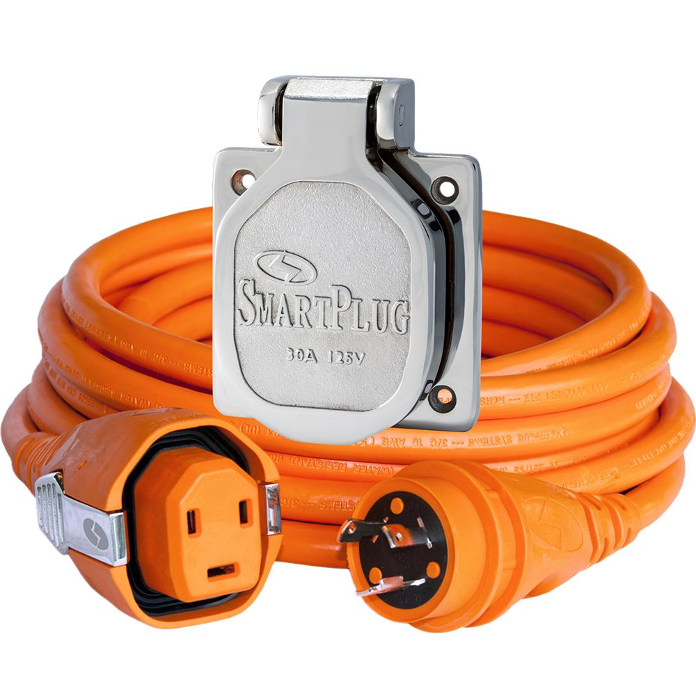 Image 1: SmartPlug 30 AMP Dual Configuration Cordset & Stainless Steel Inlet Combo - 50'