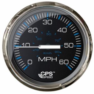 Image 1: Faria Chesepeake Black 4" Studded Speedometer - 60MPH (GPS)