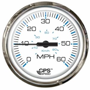 Image 1: Faria Chesapeake White SS 4" Studded Speedometer - 60MPH (GPS)