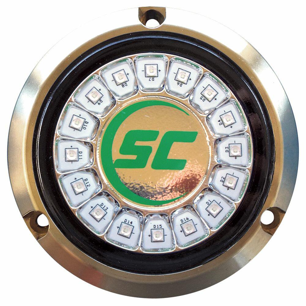 Image 1: Shadow-Caster Aqua Green Single Color Underwater Light - 16 LEDs - Bronze