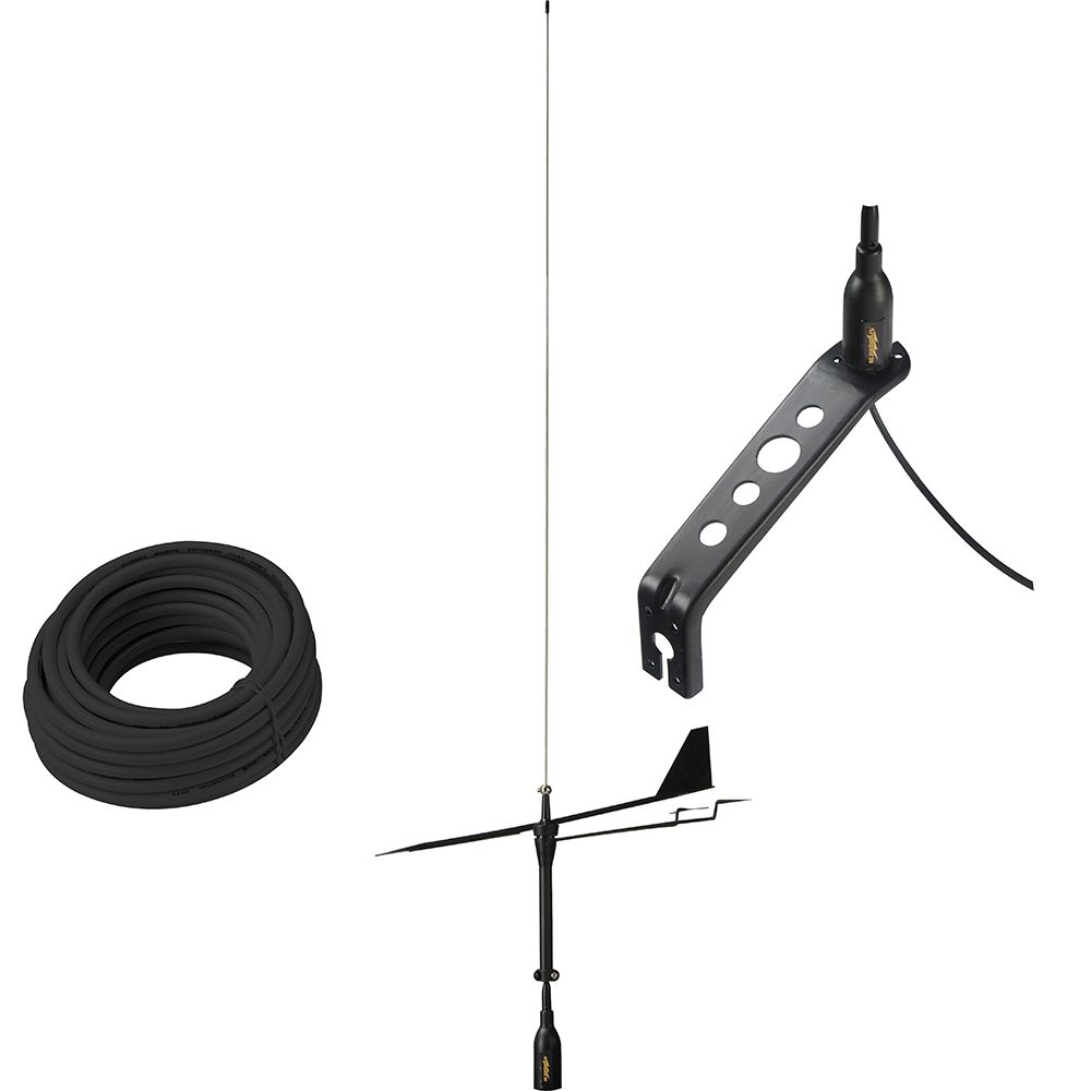 Image 1: Glomex Black Swan VHF Antenna w/Wind Indicator & 66' Coax Cable