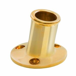 Image 1: Whitecap Top-Mounted Flag Pole Socket Polished Brass - 3/4" ID