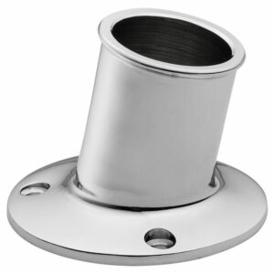 Image 1: Whitecap Top-Mounted Flag Pole Socket - CP/Brass - 1-1/4" ID