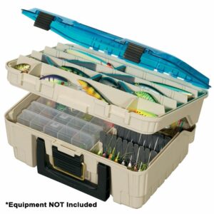 Image 1: Plano Two-Tier Magnum Satchel - Beige/Blue
