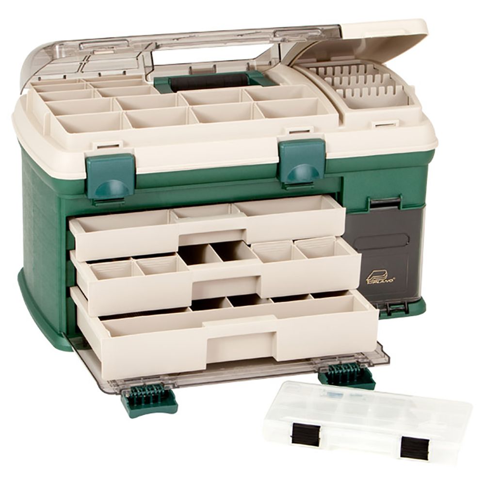 Image 1: Plano 3-Drawer Tackle Box XL - Green/Beige