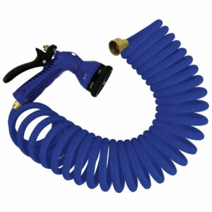 Image 1: Whitecap 15' Blue Coiled Hose w/Adjustable Nozzle