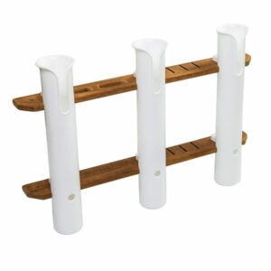 Image 1: Whitecap Teak 3-Rod Tournament Storage Rack