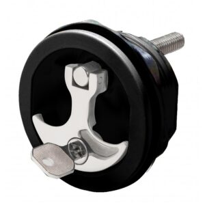 Image 1: Whitecap Compression Handle CP Zamac/Black Nylon Locking Fresh Water Use Only