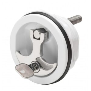 Image 1: Whitecap Compression Handle CP Zamac/White Nylon Locking Fresh Water Use Only