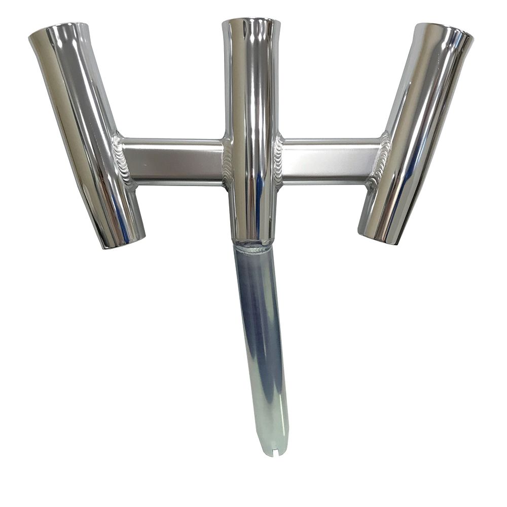 Image 1: Tigress GS Trident Rod Holder - Bent Butt - Polished Aluminum